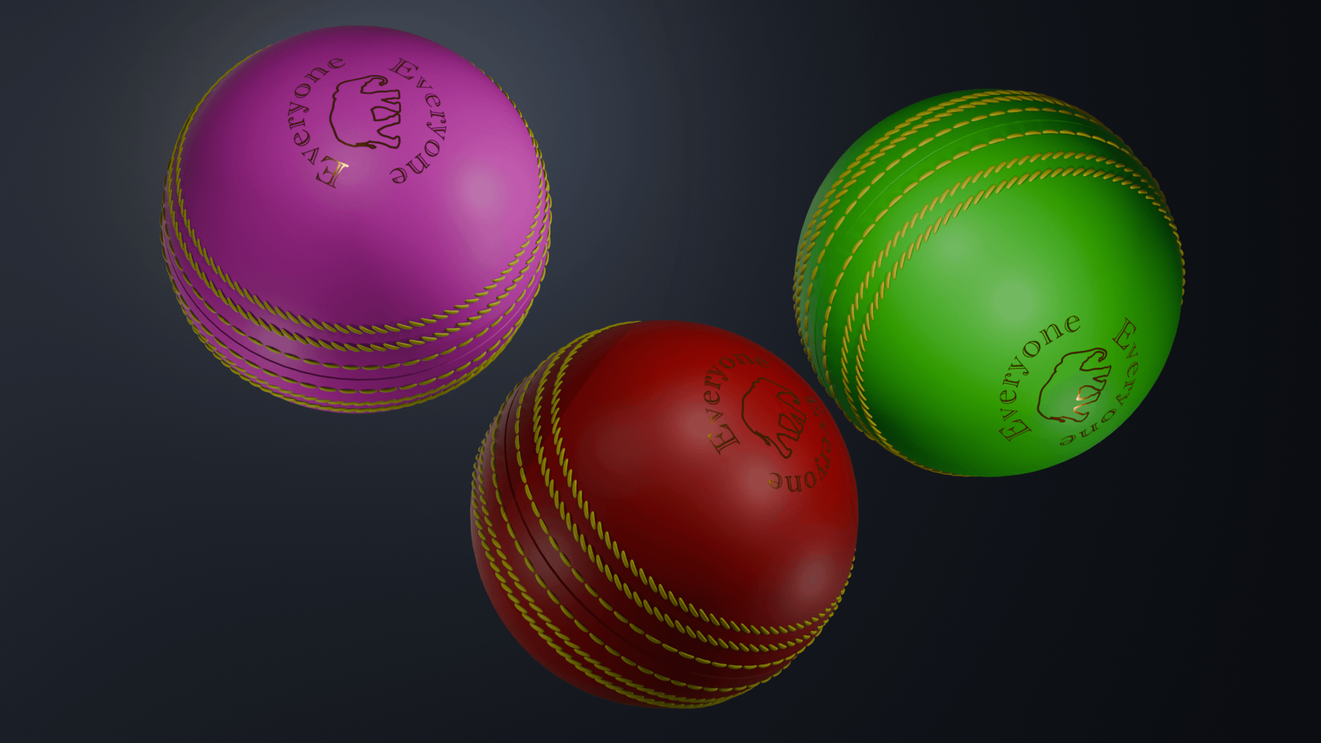 Three cricket balls