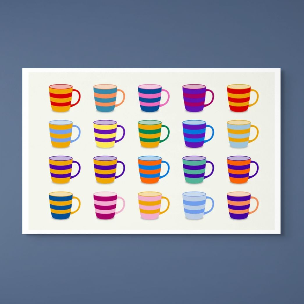 colourful striped mugs